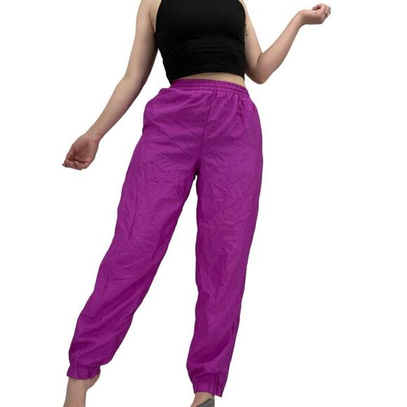 Vintage 80’s 90’s Santolina Bay Running Pants Fuchsia Nylon Medium - Picture 1 of 9